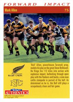 1995 Card Crazy Authentics Rugby Union NPC Superstars #75 Mark Allen Back